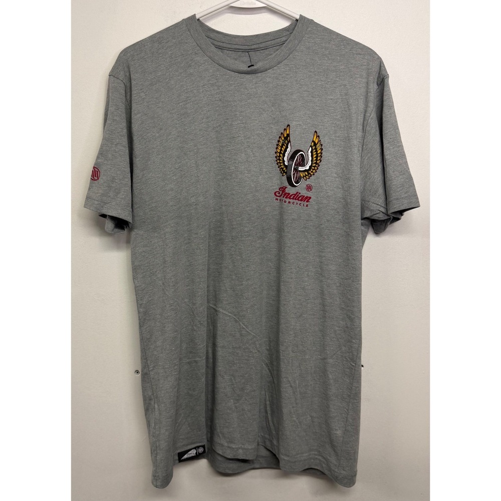 Indian Motorcycle x Risk Takers Winged Wheel Graphic Tee Gray Mens M